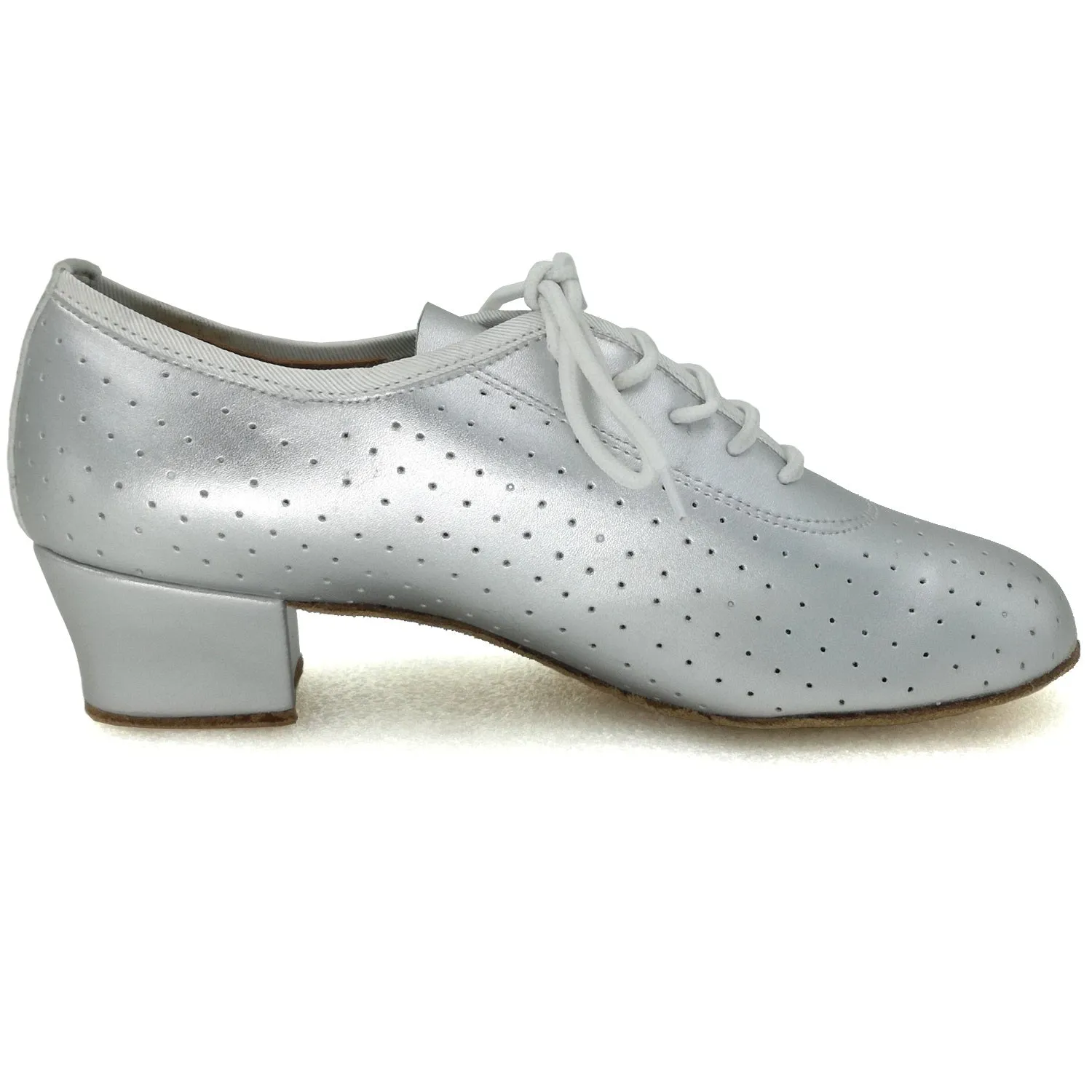 Women Ballroom Dancing Shoes Ladies Tango Latin Practice Dance Shoe Suede Sole Lace-up Closed-toe Silver