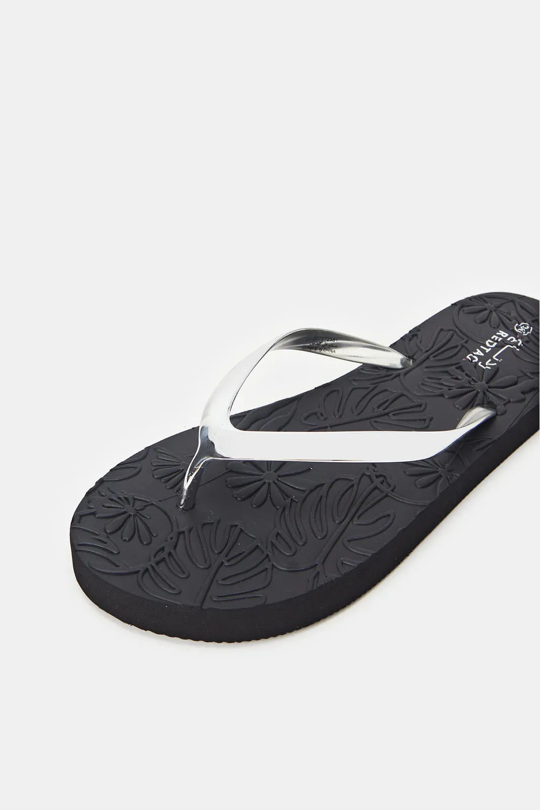 Women Silver With Black Flipflop