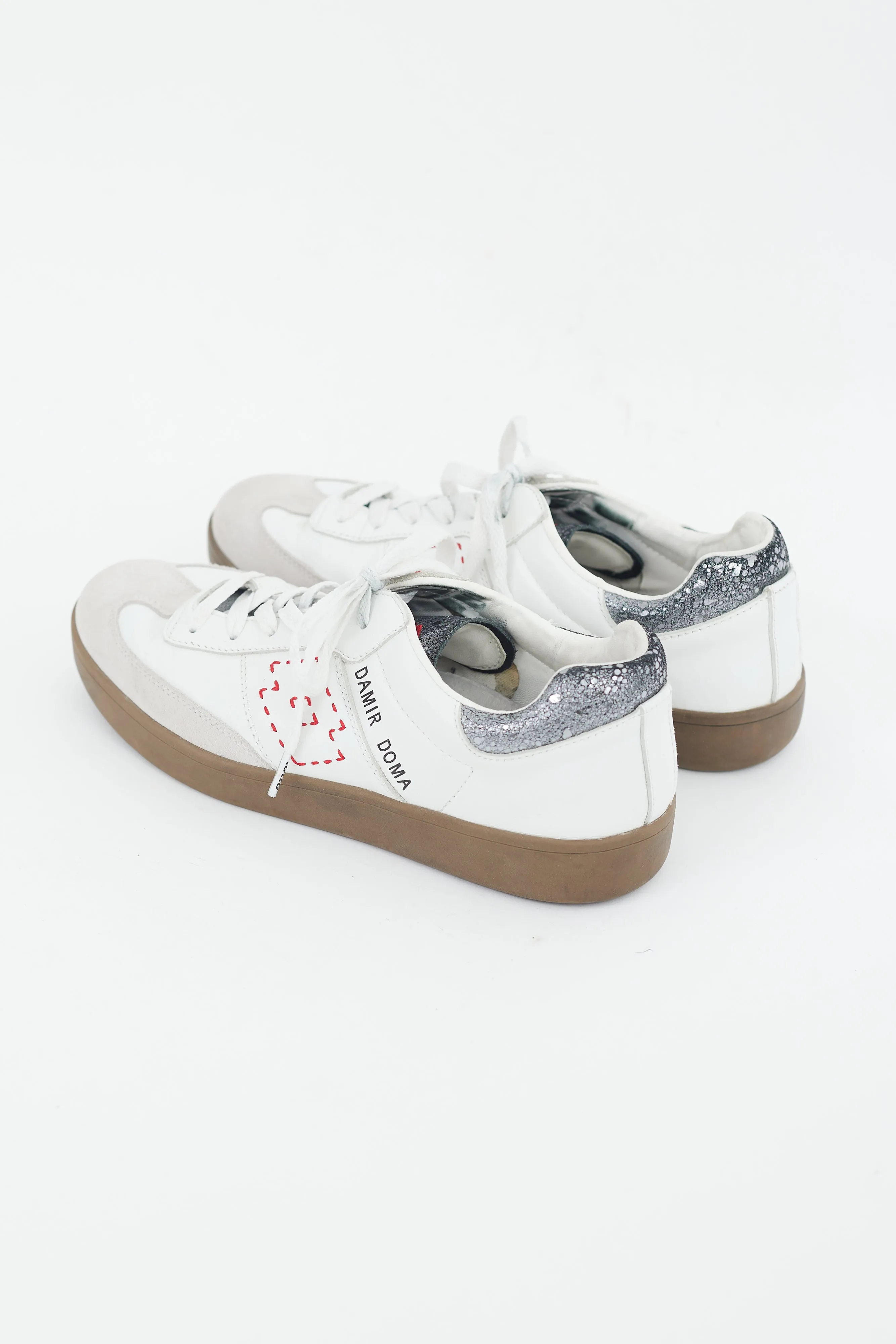 X Lotto White & Multicolour Leather Low Sneaker