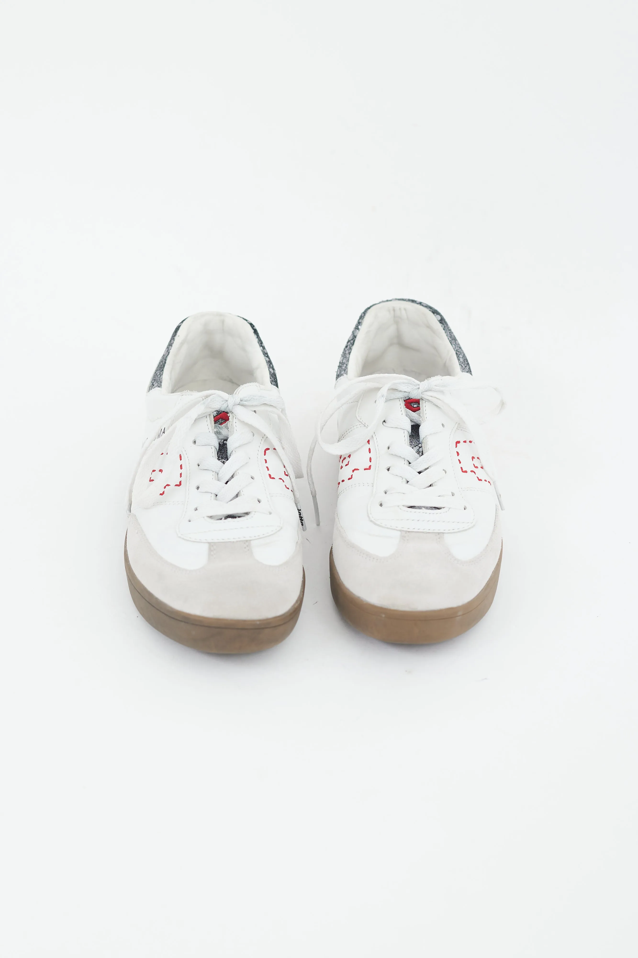 X Lotto White & Multicolour Leather Low Sneaker