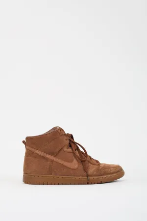 X Nike Brown Dunk High Sneaker